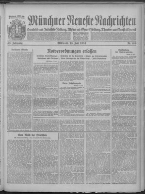 Münchner neueste Nachrichten Mittwoch 15. Juni 1932