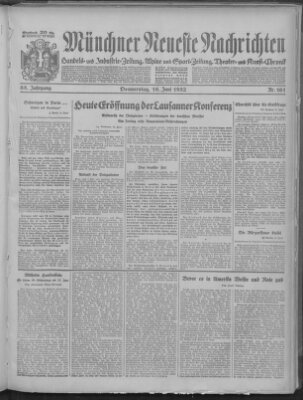 Münchner neueste Nachrichten Donnerstag 16. Juni 1932