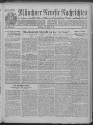 Münchner neueste Nachrichten Freitag 17. Juni 1932