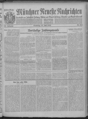 Münchner neueste Nachrichten Samstag 18. Juni 1932