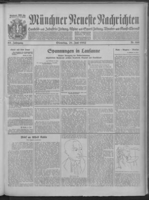 Münchner neueste Nachrichten Dienstag 21. Juni 1932