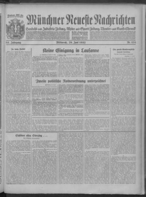 Münchner neueste Nachrichten Mittwoch 29. Juni 1932