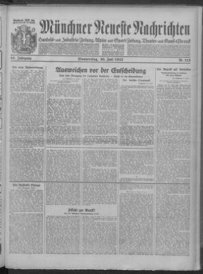 Münchner neueste Nachrichten Thursday 30. June 1932