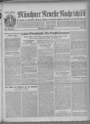 Münchner neueste Nachrichten Montag 6. Juli 1931