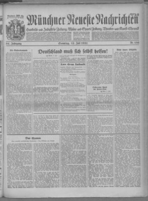 Münchner neueste Nachrichten Sonntag 12. Juli 1931