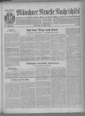 Münchner neueste Nachrichten Samstag 18. Juli 1931