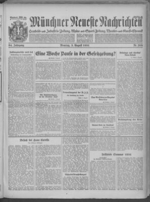 Münchner neueste Nachrichten Montag 3. August 1931