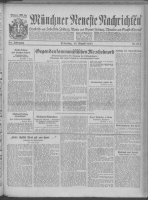 Münchner neueste Nachrichten Dienstag 11. August 1931