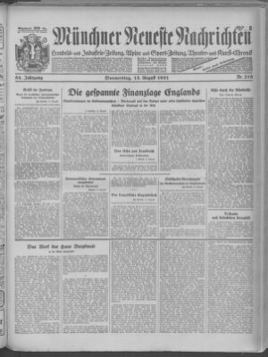 Münchner neueste Nachrichten Donnerstag 13. August 1931