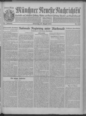 Münchner neueste Nachrichten Dienstag 25. August 1931