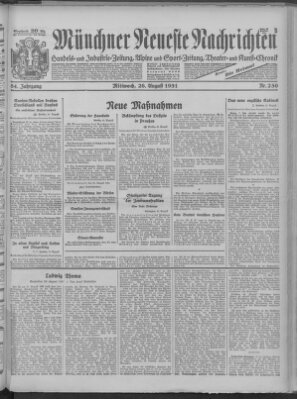 Münchner neueste Nachrichten Mittwoch 26. August 1931