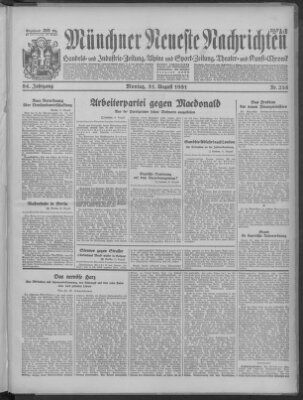 Münchner neueste Nachrichten Montag 31. August 1931