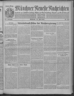 Münchner neueste Nachrichten Mittwoch 13. Juli 1932