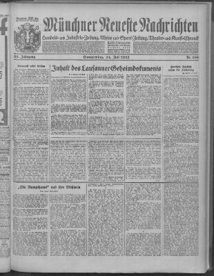 Münchner neueste Nachrichten Donnerstag 14. Juli 1932