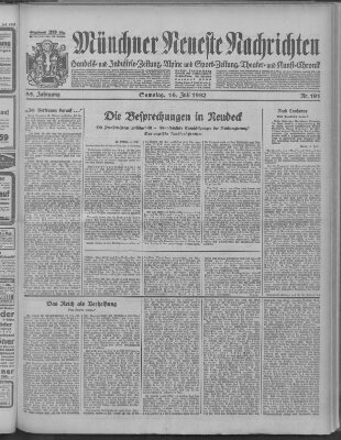 Münchner neueste Nachrichten Samstag 16. Juli 1932