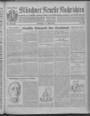 Münchner neueste Nachrichten Sonntag 17. Juli 1932