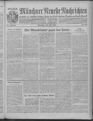 Münchner neueste Nachrichten Dienstag 19. Juli 1932