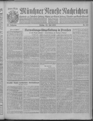 Münchner neueste Nachrichten Freitag 22. Juli 1932