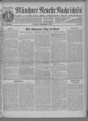 Münchner neueste Nachrichten Freitag 4. September 1931