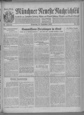 Münchner neueste Nachrichten Samstag 19. September 1931