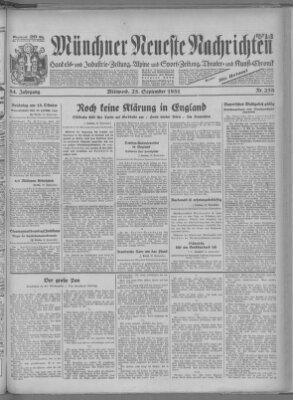 Münchner neueste Nachrichten Mittwoch 23. September 1931