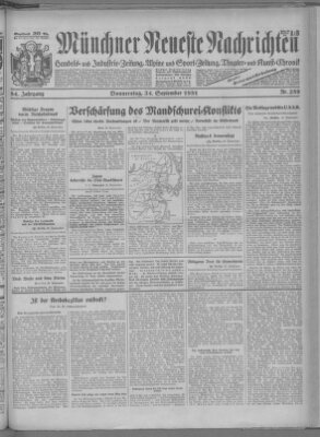 Münchner neueste Nachrichten Donnerstag 24. September 1931