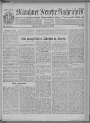 Münchner neueste Nachrichten Montag 28. September 1931