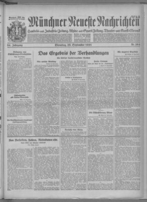 Münchner neueste Nachrichten Dienstag 29. September 1931