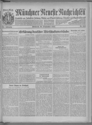 Münchner neueste Nachrichten Mittwoch 30. September 1931