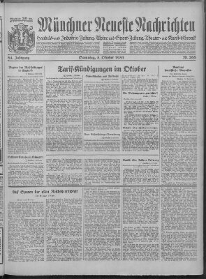 Münchner neueste Nachrichten Samstag 3. Oktober 1931