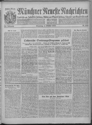 Münchner neueste Nachrichten Sonntag 4. Oktober 1931