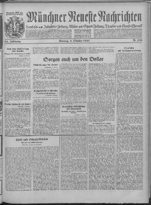 Münchner neueste Nachrichten Montag 5. Oktober 1931