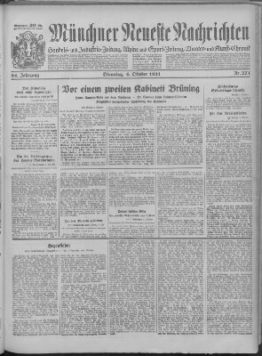 Münchner neueste Nachrichten Dienstag 6. Oktober 1931