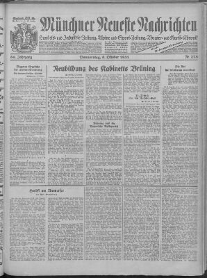 Münchner neueste Nachrichten Thursday 8. October 1931
