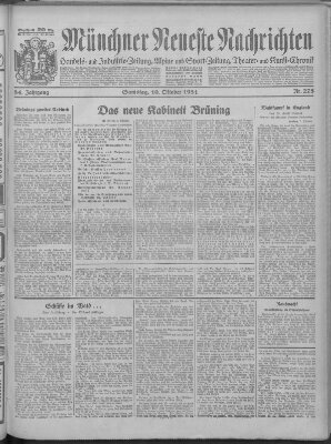 Münchner neueste Nachrichten Samstag 10. Oktober 1931