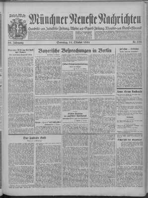 Münchner neueste Nachrichten Sonntag 11. Oktober 1931