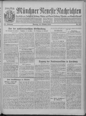 Münchner neueste Nachrichten Montag 12. Oktober 1931