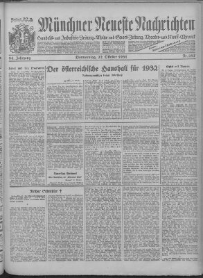 Münchner neueste Nachrichten Donnerstag 22. Oktober 1931