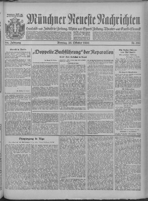 Münchner neueste Nachrichten Montag 26. Oktober 1931