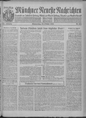 Münchner neueste Nachrichten Donnerstag 29. Oktober 1931