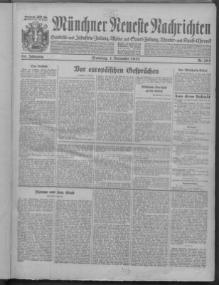 Münchner neueste Nachrichten Sonntag 1. November 1931