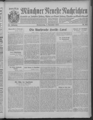 Münchner neueste Nachrichten Donnerstag 5. November 1931