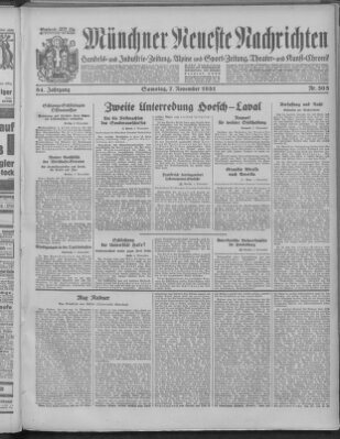 Münchner neueste Nachrichten Samstag 7. November 1931