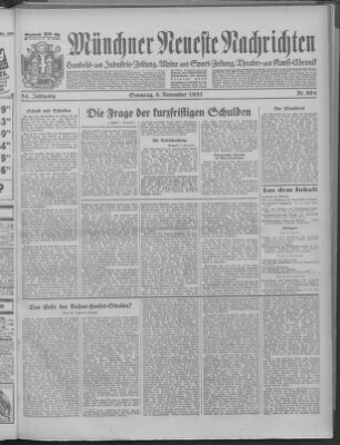 Münchner neueste Nachrichten Sonntag 8. November 1931