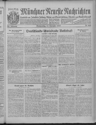 Münchner neueste Nachrichten Donnerstag 12. November 1931