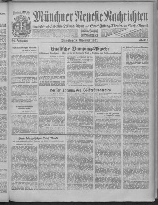 Münchner neueste Nachrichten Dienstag 17. November 1931