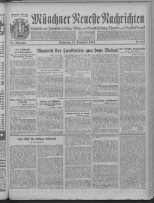 Münchner neueste Nachrichten Samstag 21. November 1931