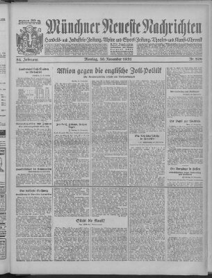 Münchner neueste Nachrichten Montag 30. November 1931