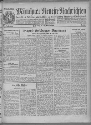 Münchner neueste Nachrichten Samstag 5. Dezember 1931