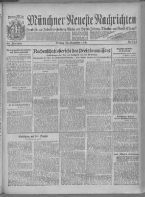 Münchner neueste Nachrichten Freitag 18. Dezember 1931